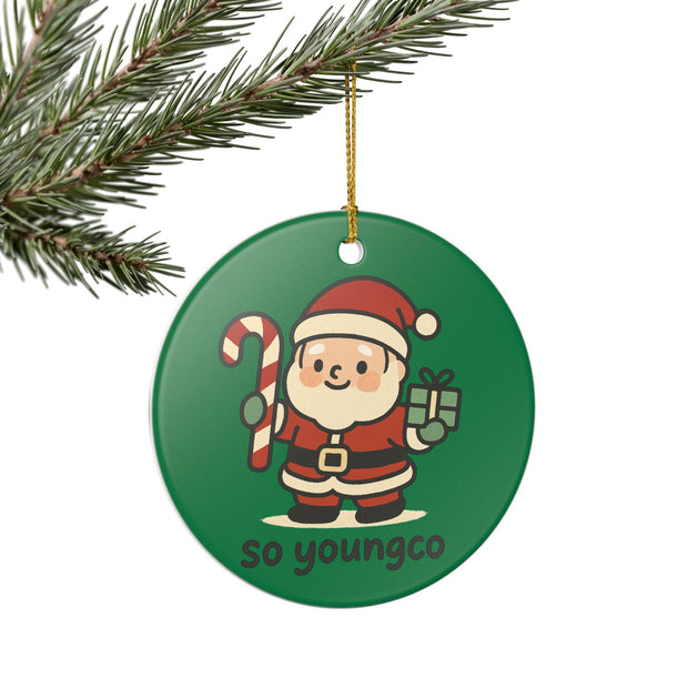 Santa Claus Illustration Ceramic Ornament | Christmas Holiday Decoration