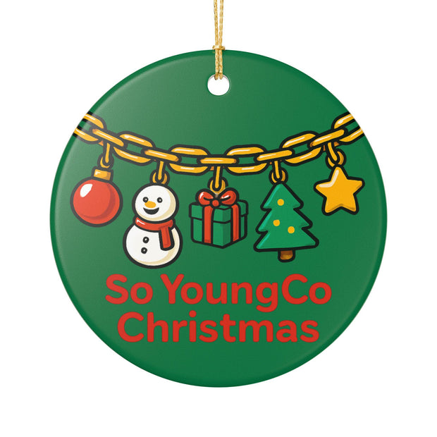 Christmas Charm Garland Ceramic Ornament | Round Hanging Decoration