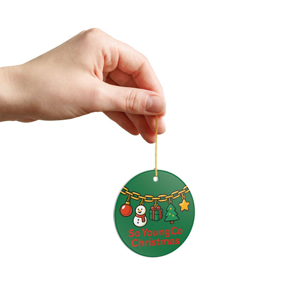 Christmas Charm Garland Ceramic Ornament | Round Hanging Decoration